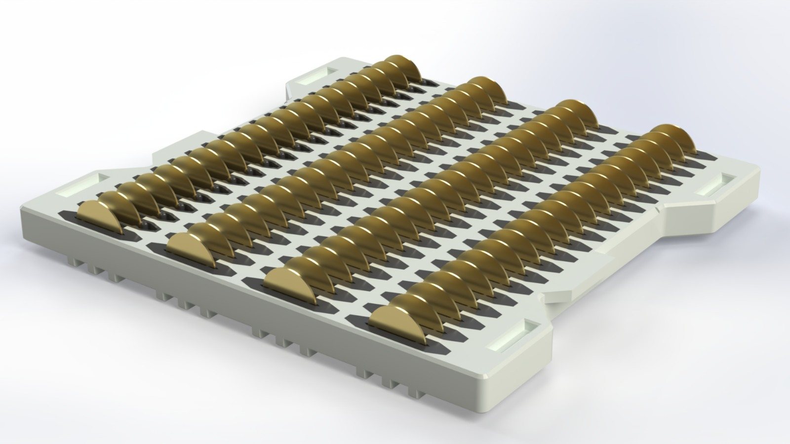 Rows of gold coloured components